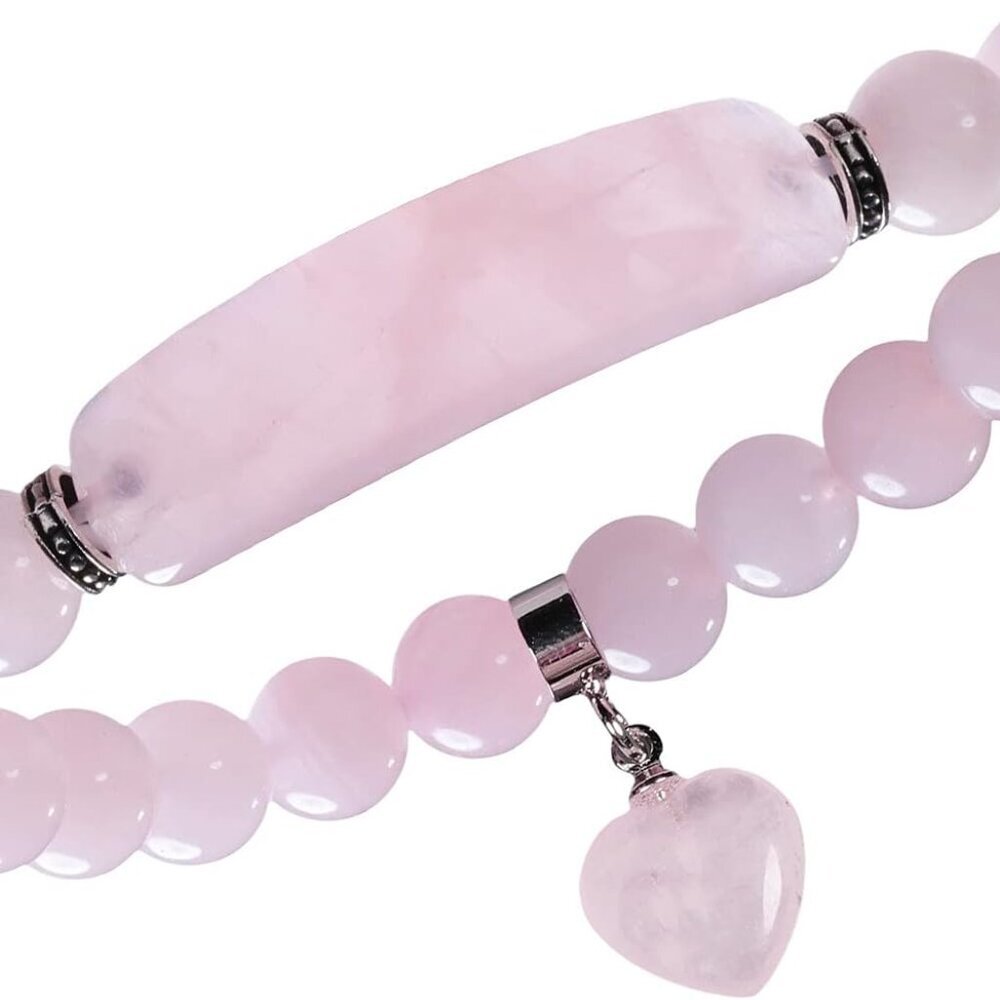 Healing Stone Bracelet 8mm Beads Chakra Crystal Energy Heart Charm Bracelet Hand